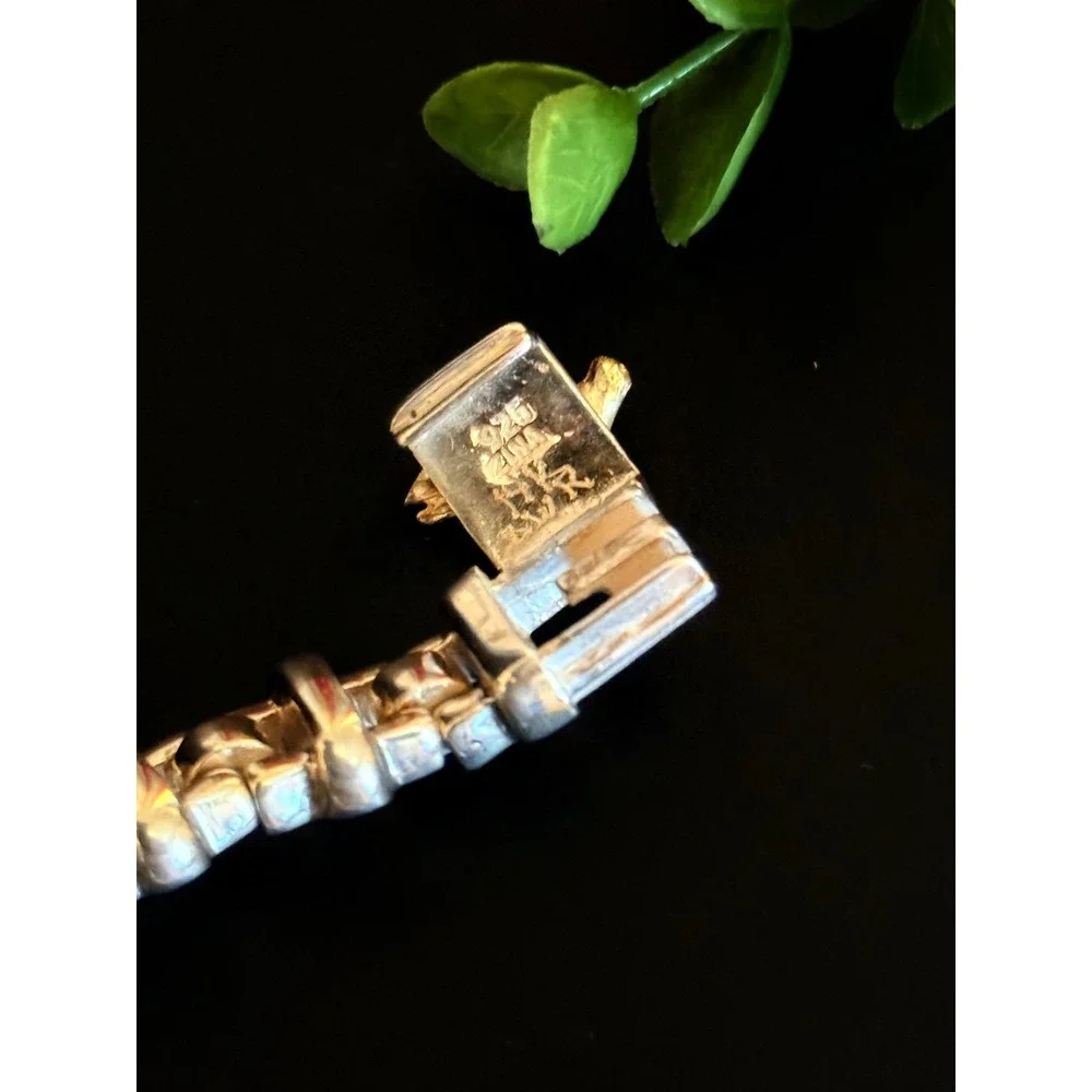 Sterling Silver 14k Gold Horse Head Link Bracelet 7.5